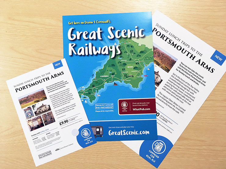 Portsmouth Arms and Great Scenic Railways posters and flyers