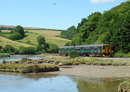 GWR train on the Looe Valley Line between Liskeard and Looe