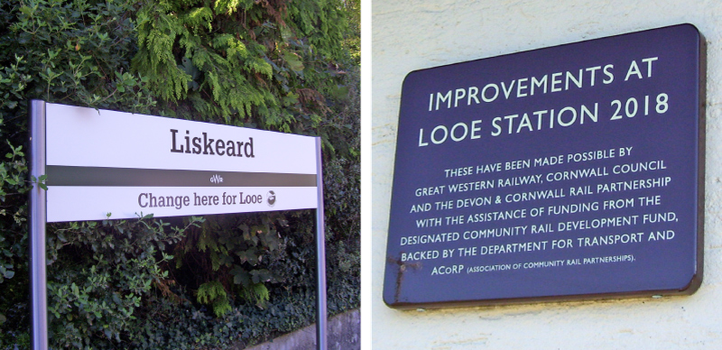 Liskeard and Looe station signage